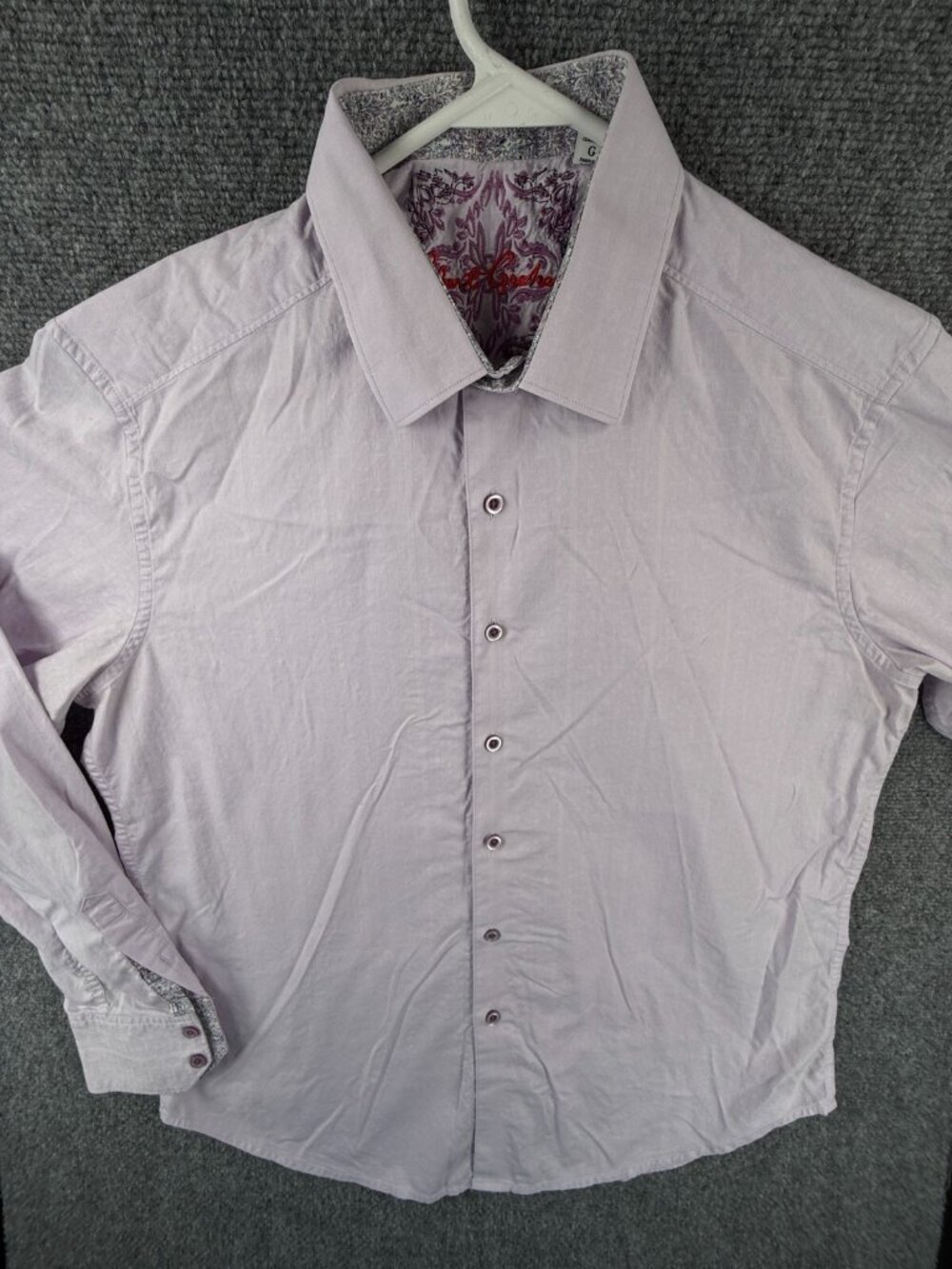 Robert Graham Button Up Shirt Long Sleeve Men Cotton Purple Solid Classic Fit L